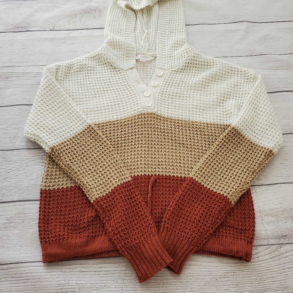 No Boundaries Fall color block knit pullover sweater. Size small juniors - Picture 1 of 9